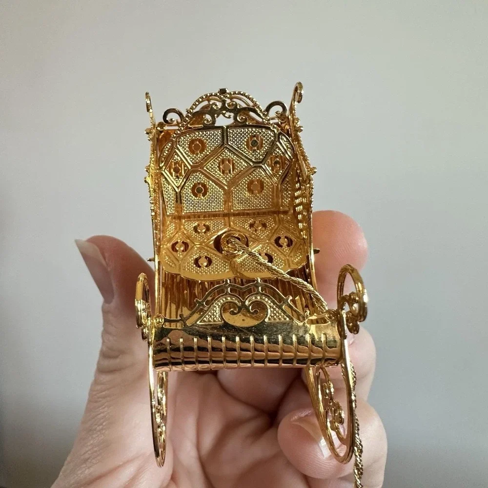 VTG Christmas Ornament Baldwin Brass Victorian Sleigh 24K‎ Gold Plate Boxed